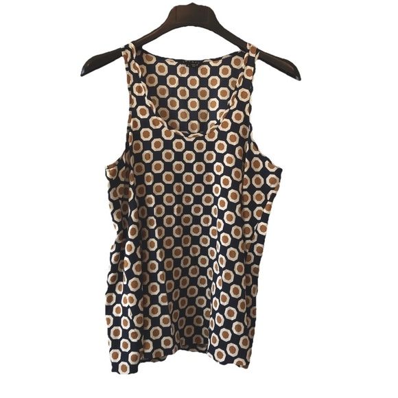 Theory Silk Geometric Print Tank sz P - Picture 1 of 9